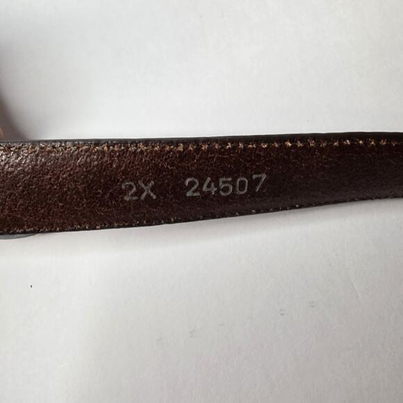 VTG Brighton Y2K Brown Croc Embossed Leather Belt 2X Ornate Scroll Buckle Silver main image 7
